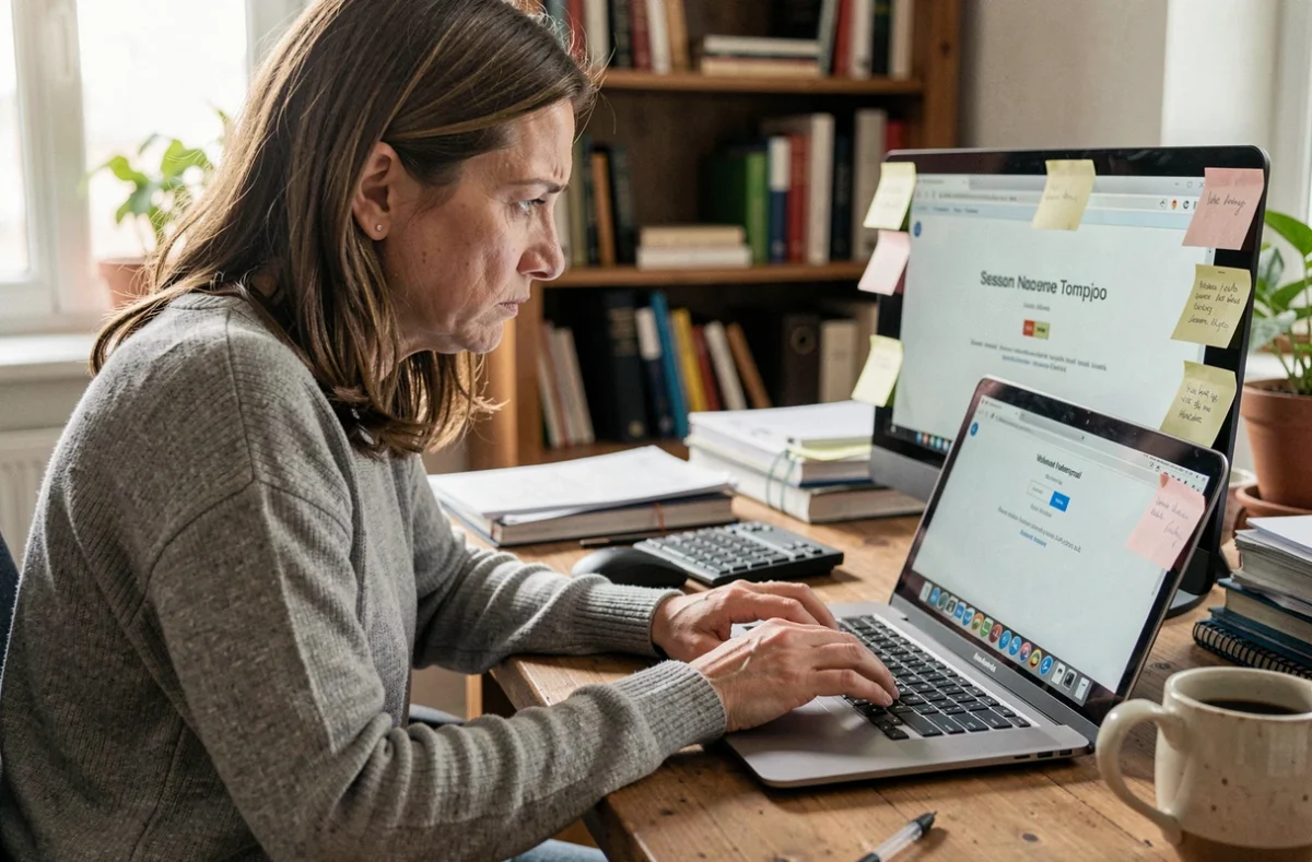 Femme frustrée face à une erreur de déconnexion automatique sur son webmail Créteil