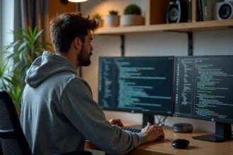 Développeur testant une application web sur localhost avec 127.0.0.1