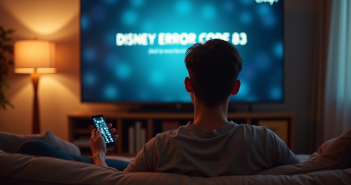 Jeune adulte frustré regardant un écran Disney avec erreur 83