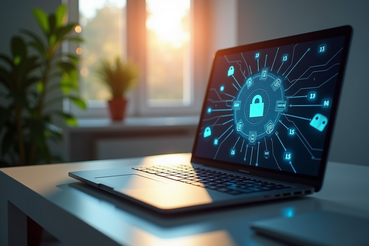 Routeur et ordinateur portable avec cadenas numériques et adresses IP